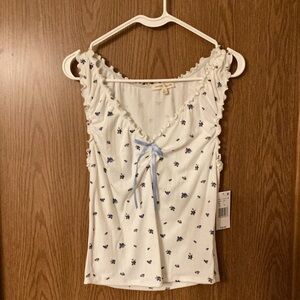 Moa/Moa White and Blue Floral Camisole